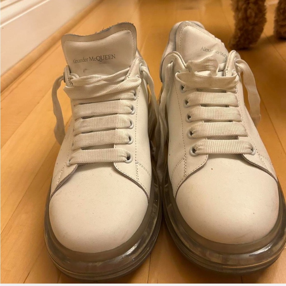 Alexander McQueen Cream Sneakers with Clear Soles